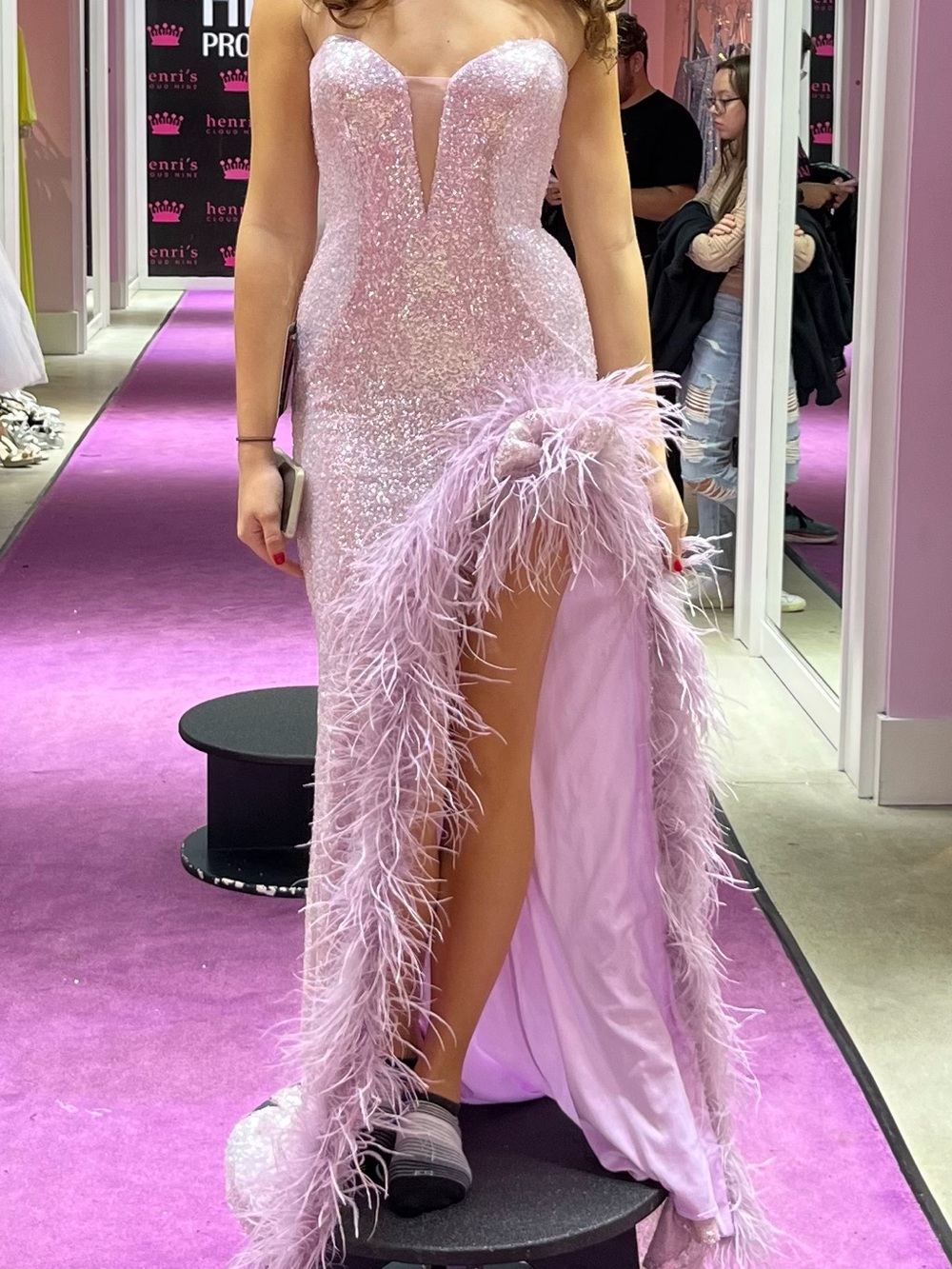Jovani Sparkling Feathered Lilac ‘Ice Pink’ Prom Gown